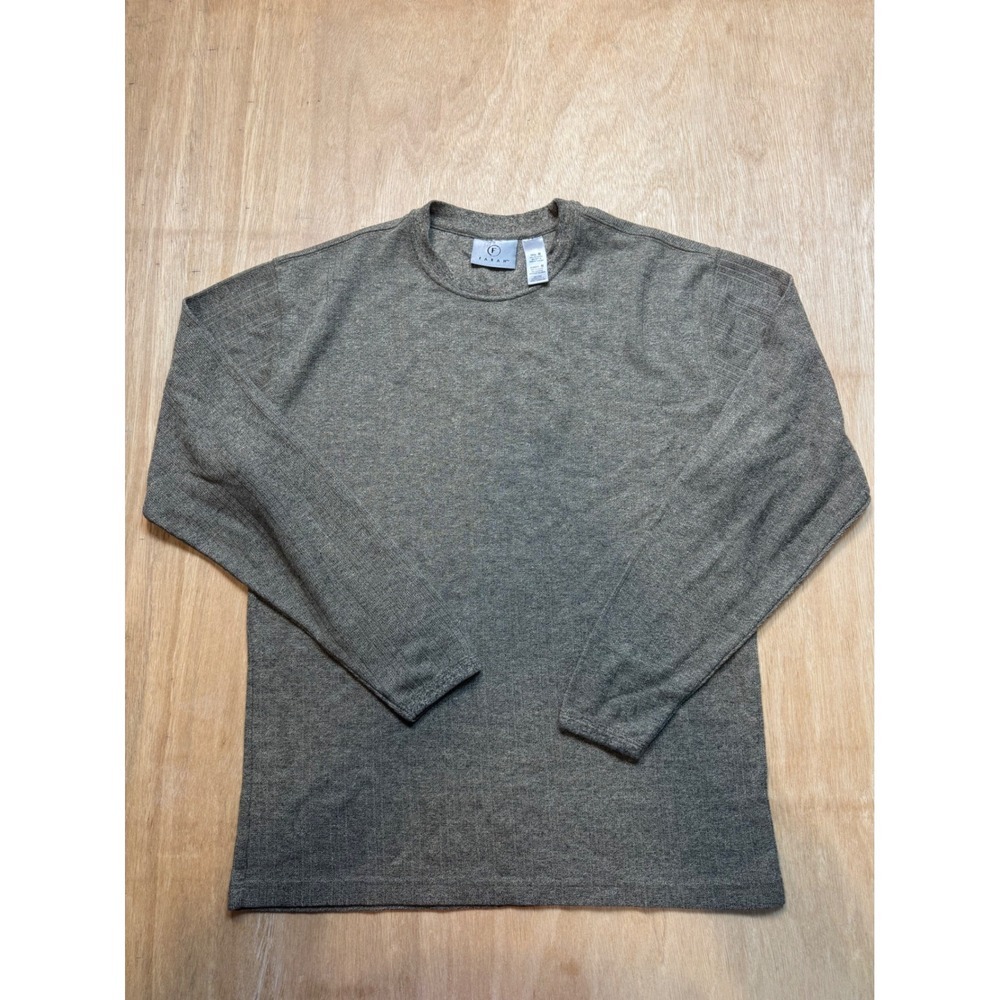 Farah Vintage Mens Brown Olive Knit Crewneck Sweater Size M Long Sleeve